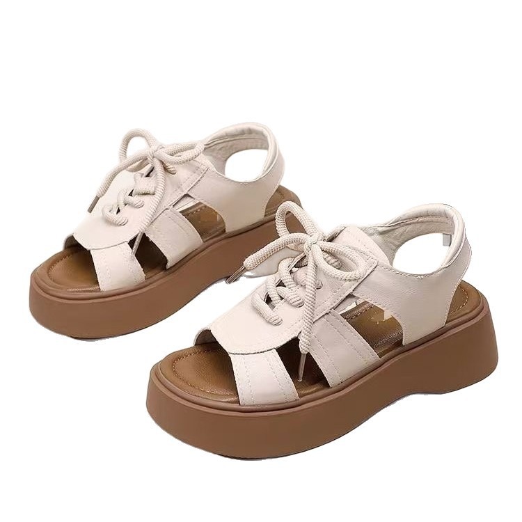 Sandalias de fondo de muffin romano para mujeres en verano de 2026 nuevas sandalias de alta altura de fondo de pescado dulce y fresco