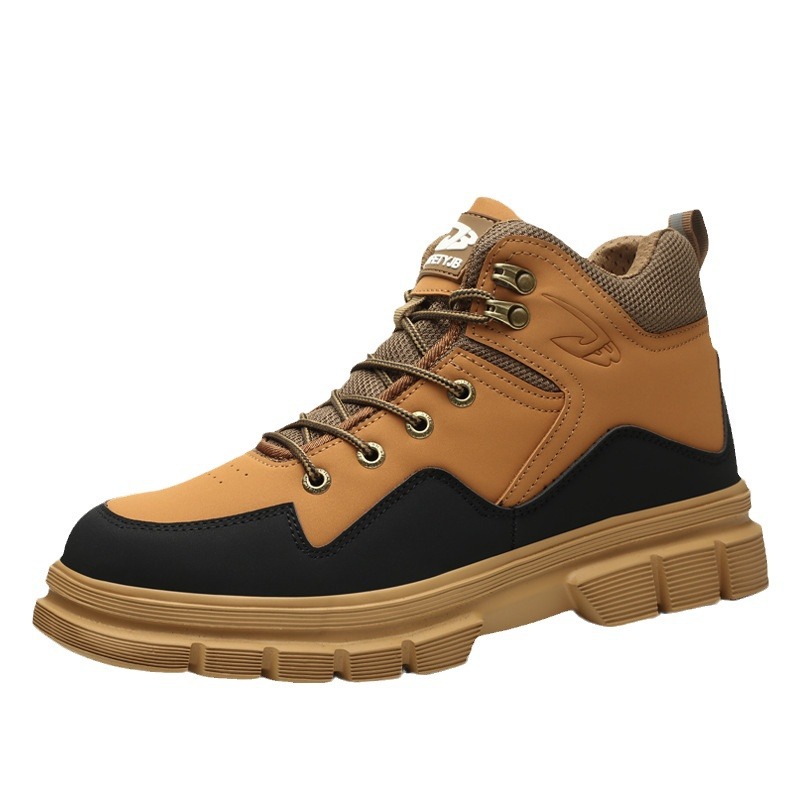 Zapatos de seguridad Meikeduo de caña alta con puntera de acero, cómodos, anti-aplastamiento, resistentes a perforaciones, ligeros, aptos para todas las estaciones, zapatos de seguridad transfronterizos para hombre.