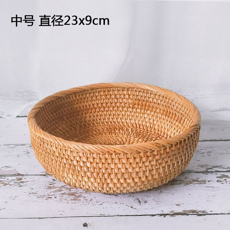 Cestas de almacenamiento de frutas de caña trenzadas vietnamitas canasta de sala de estar casera de bocadillos cestas de dulces creativas canasta de frutas secas caja