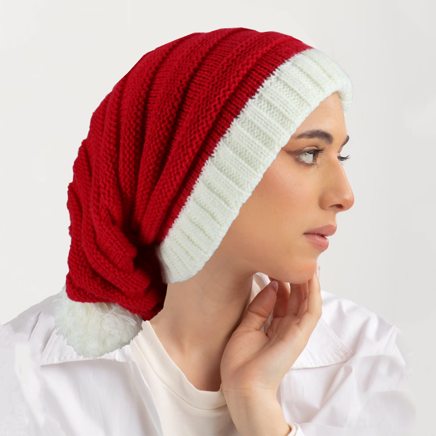 red knitted ski windproof hat for men and women