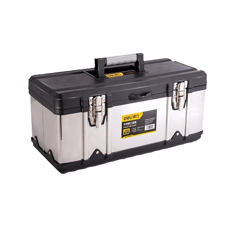 Caja de herramientas de acero inoxidable de Delly Caja vacía de doble capa con caja de almacenamiento de herramientas de hardware multifuncional portátil portátil montado en el vehículo