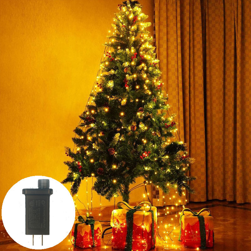 Transfronterizo nuevo anillo de línea de cuero verde oscuro árbol de Navidad iluminación de techo colgante árbol decoración de color iluminación parpadeante LED string