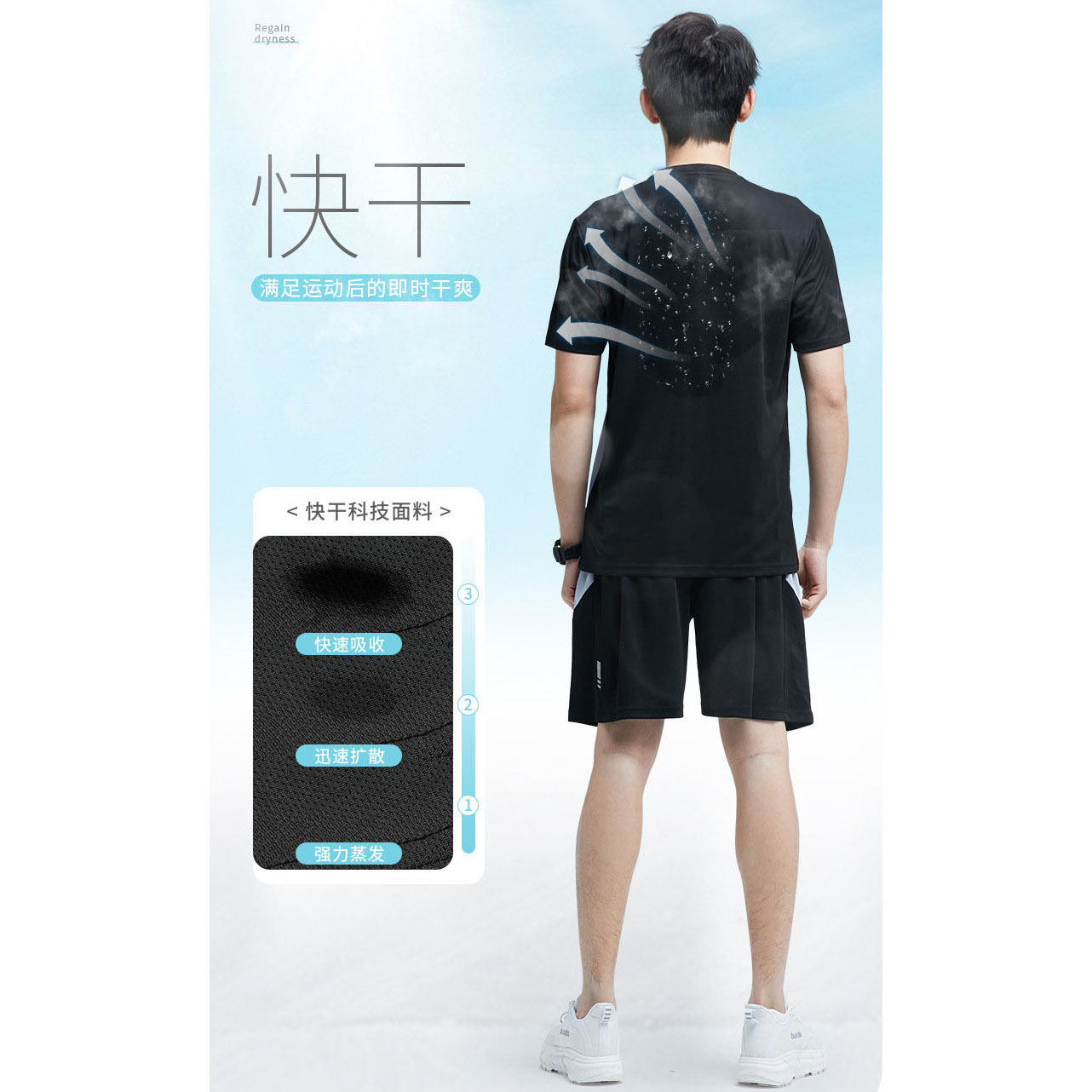 速干运动套装男健身夏季冰丝短袖短裤T恤跑步服外贸跨境工厂批发