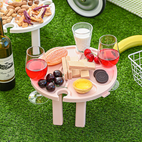 Portable plastic foldable outdoor sand table snack red wine cup holder for outdoor parties and wine cups