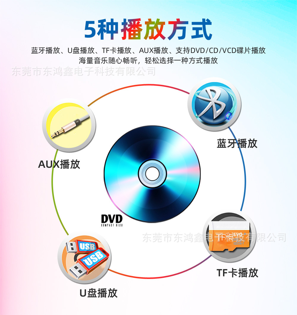 Universal Car CD Player DVD Player with Bluetooth Hands-Free Calling Support for MP3 and VCD Disc Playback 5249