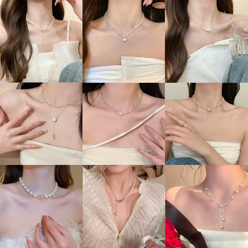 インスタイルパールネックレスレディースライトラグジュアリーニッチハイエンド鎖骨チェーン2025新しいインターネットセレブ気質多用途ネックレス|undefined