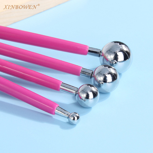 Clay tools, stainless iron, 4 pieces, 8-head pills, baseball-shaped pill sticks, fondant carving clay, clay nest modeling tools