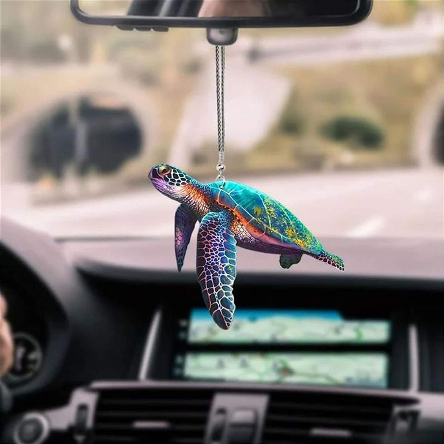 Las últimas ideas transfronterizas, grandes promociones, dibujos animados, tortuga marina, espejo retrovisor de coche, mochila, colgante, decoración artesanal