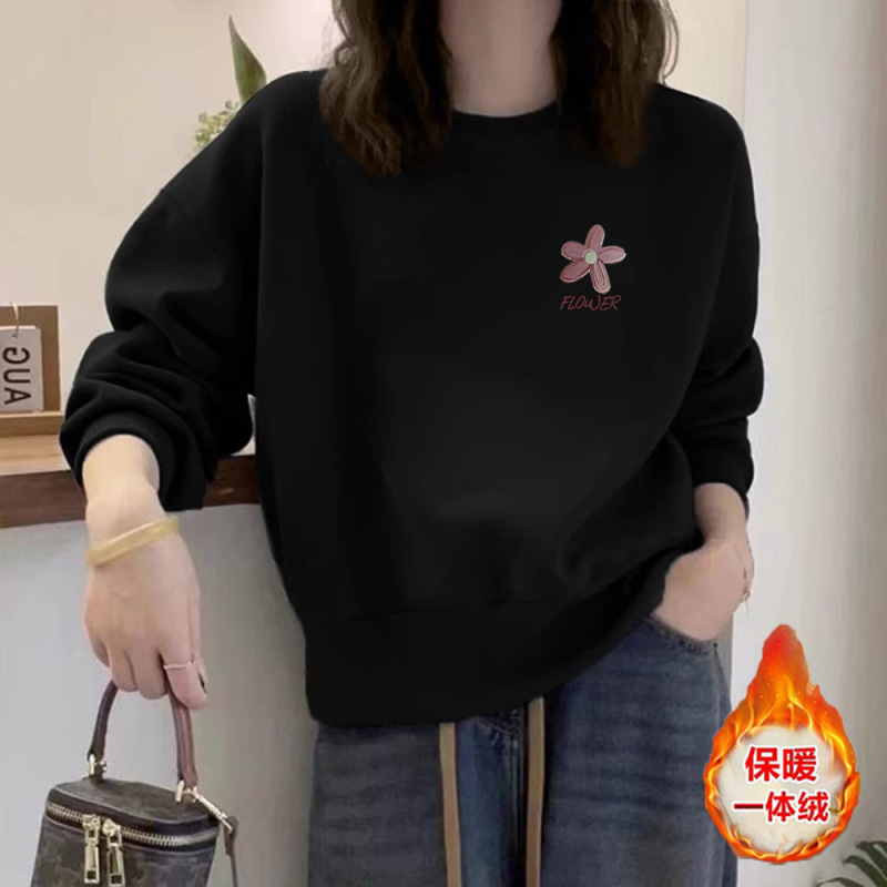 即墨卫衣女2025新款爆款时尚洋气秋冬小个子圆领套头长袖印花上衣|undefined
