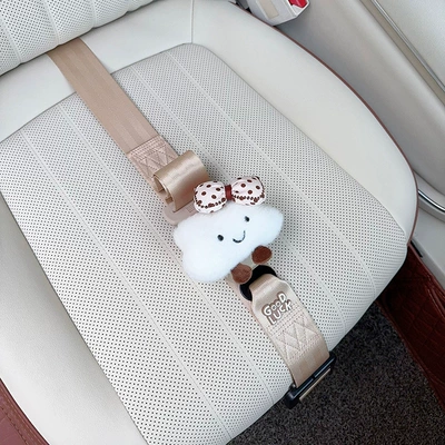 Car seat belt — Women's Seat Belt, Car Anti-Belly - three-point-anti-strangle-safety-belt-beige-beige-bow-white-clouds