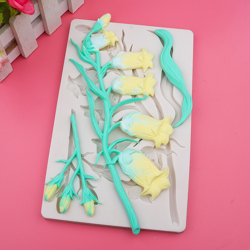 Molde de silicona para pastel horneado flor de tulipas molde de chocolate molde de relieve goteo de goma