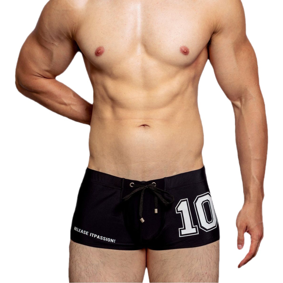 D.M men's swimming trunks low waist sexy boxer shorts letter print tether surfing beach swimming four corners youth sports