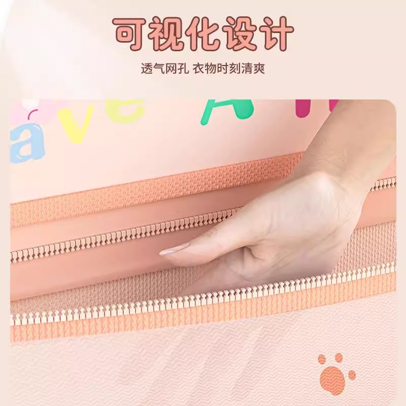 悬挂式多功能粉色猫咪内衣收纳袋宿舍衣柜多层挂袋可视化整理物袋|undefined