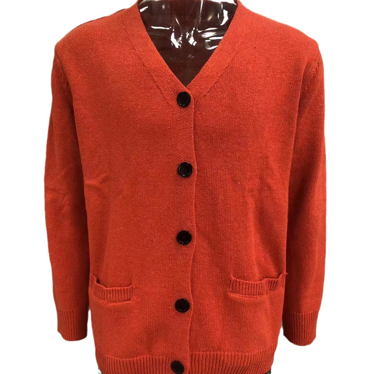 Amazon transfronterizo ropa de hombre con bolsillos bilaterales Otoño e Invierno Nueva prendas de punto con cuello en V manga larga suéter Delgado cardigan