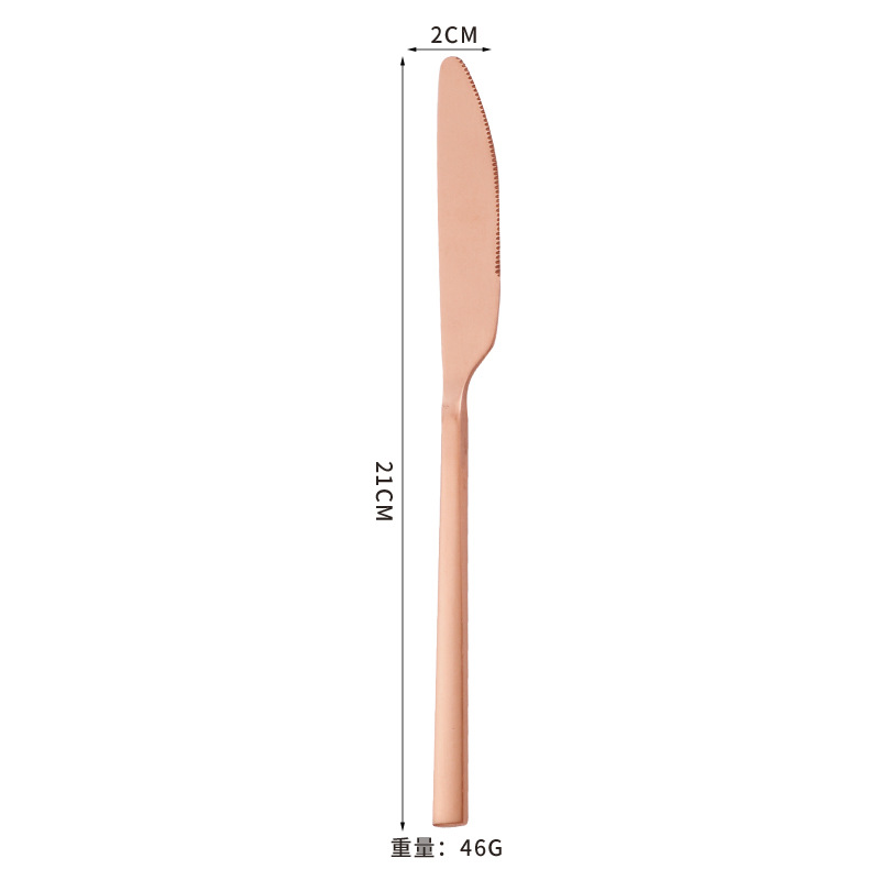 Cuchillo de filete occidental y tenedor cuchara de postre conjunto de vajilla de cuatro piezas Mango cuadrado coreano de acero inoxidable mate cepillado cuchillo y tenedor traje de cuchara