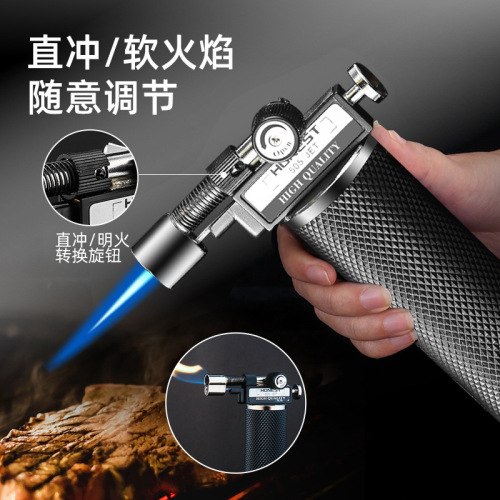 Baicheng direct windproof welding flame gun metal outdoor barbecue baking camping tools inflatable lighter manufacturer