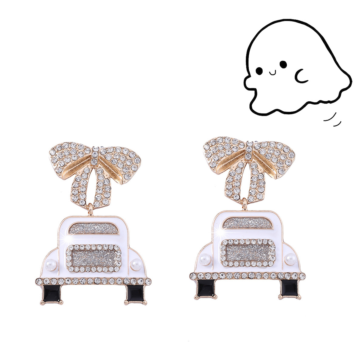 1 Pair Cartoon Style Car Bow Knot Zinc Alloy Earrings display picture 14