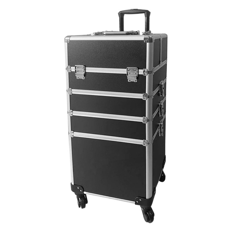 En stock profesional de maquillaje de uñas carro cosmético caso de maquillaje caso de gran capacidad conveniente universal rueda tatuaje bordado Caja de Herramientas