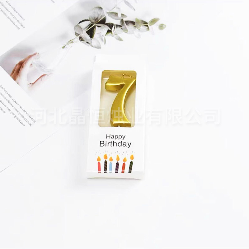 金メッキデジタルキャンドル誕生日パーティーケーキ装飾金銀色輝く時空0-9デジタルキャンドルボックス