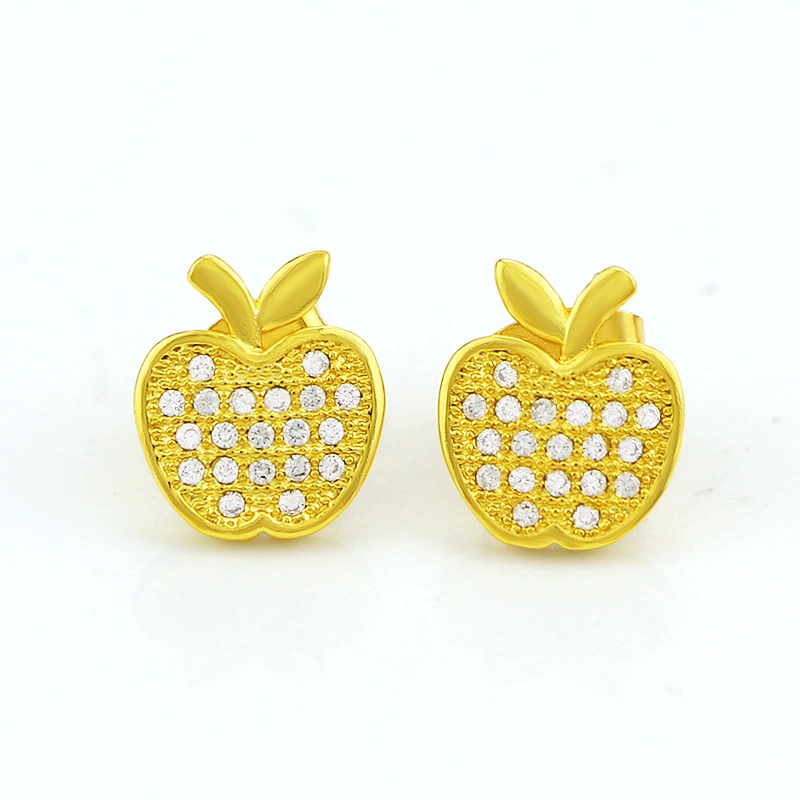 Маленькие серьги из латуни, брендовые, 24 карата