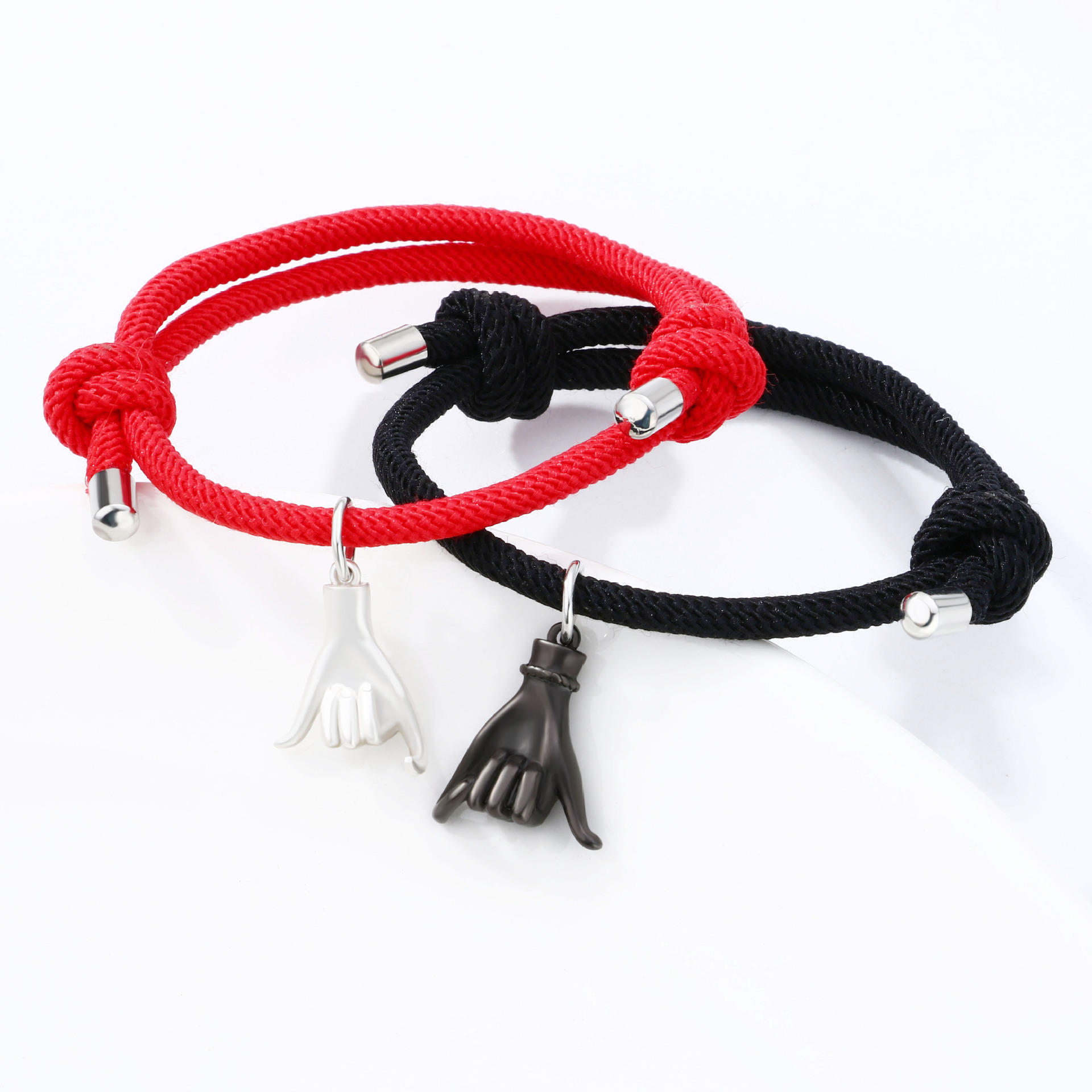 Casual Simple Style Gesture Alloy Rope Plating Valentine's Day Couple Drawstring Bracelets display picture 7