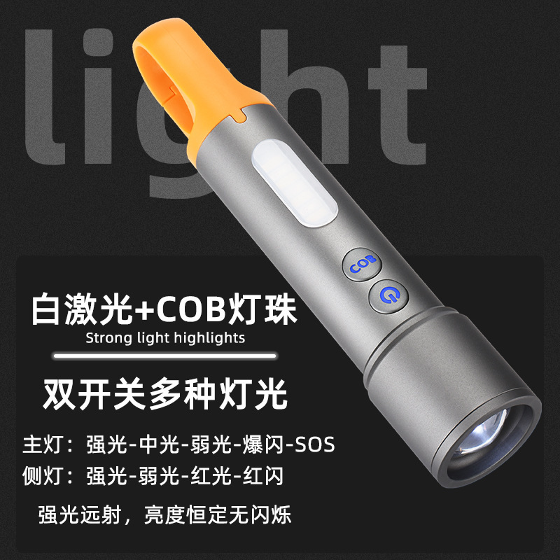 Nueva linterna transfronteriza linterna portátil al aire libre multi-funcional lámpara de campamento de iluminación láser blanco de larga resistencia reflector