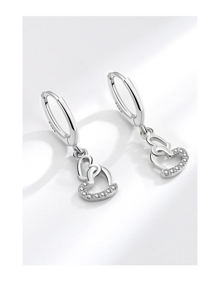 Elegant Simple Style Heart Shape Copper Plating Zircon Drop Earrings 1 Pair display picture 5