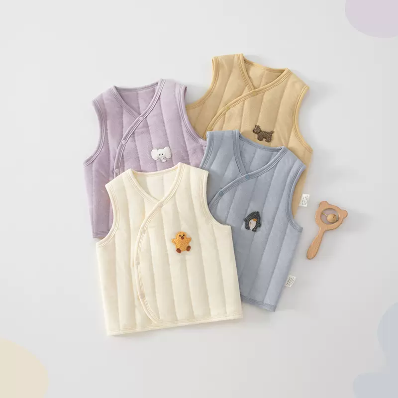 宝宝马甲秋冬外穿新生婴儿偏襟小马夹薄棉a类婴幼儿背心保暖内穿