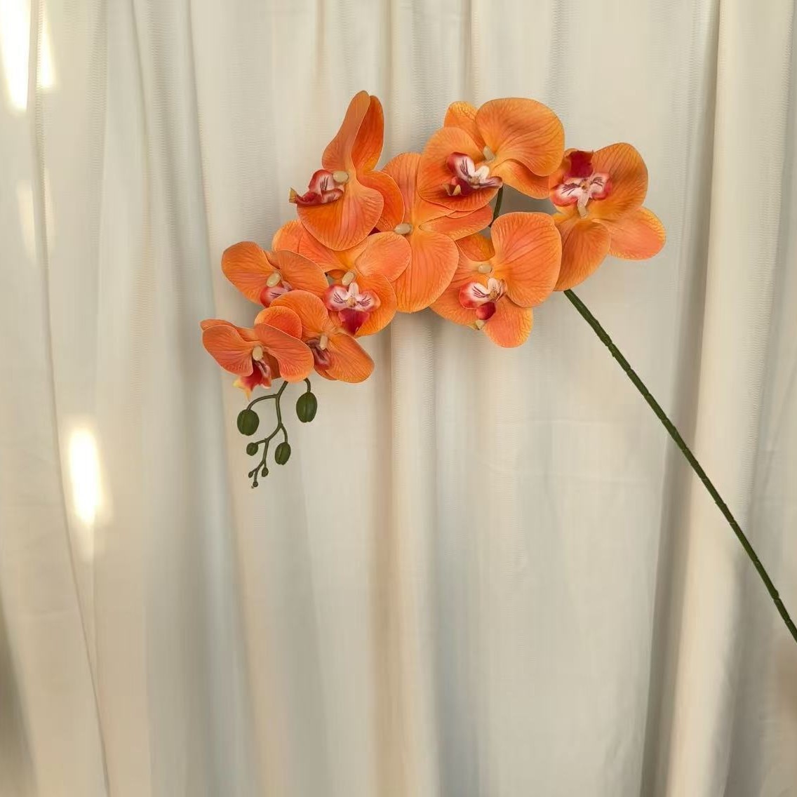 9-cabeza película Phalaenopsis flor artificial salón comedor Mesa alta rama piso decoración flor falsa Boda boda arreglo de flores