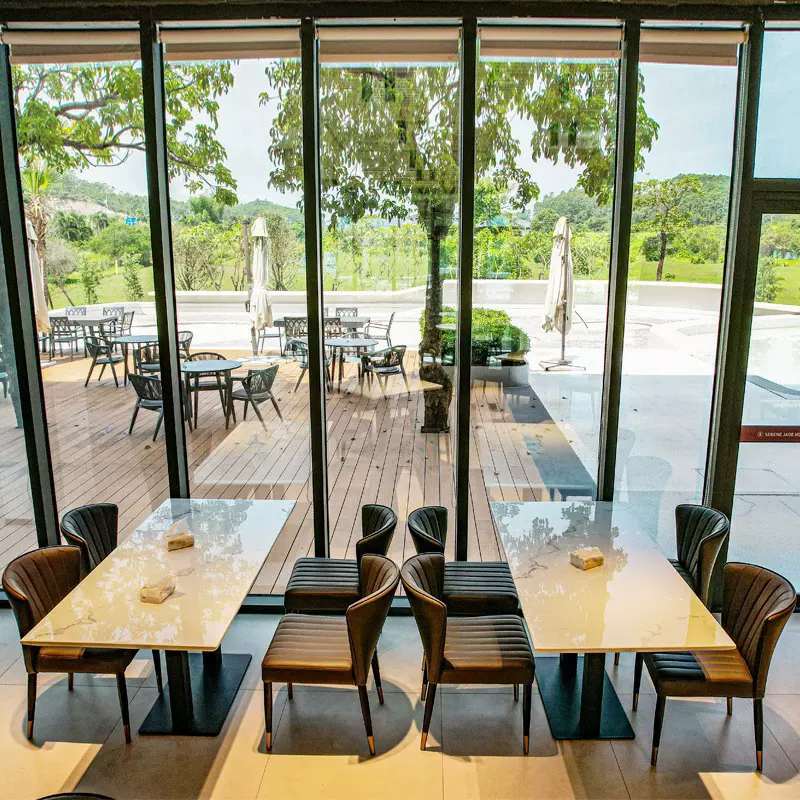 简约饭店东南亚餐饮岩板桌椅商用港式茶楼西餐厅湘菜馆餐厅桌椅