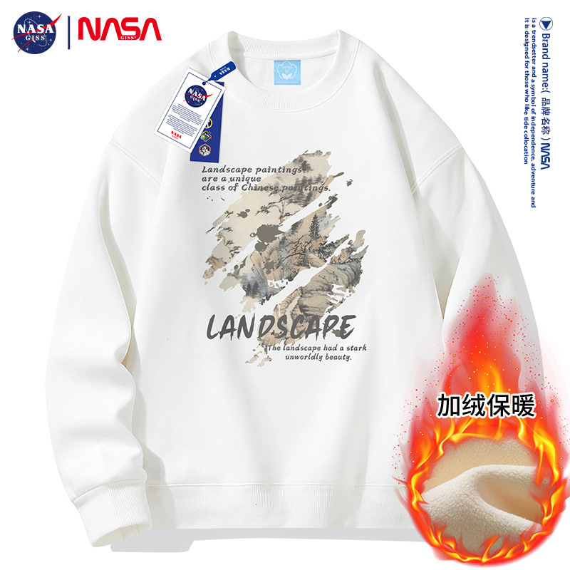 Nasa Co-Branded Hooded Sweatshirt for Men, Youthful Pullover, Couple's Loose Trendy Youth Jacket, Men's Casual Sweatshirt