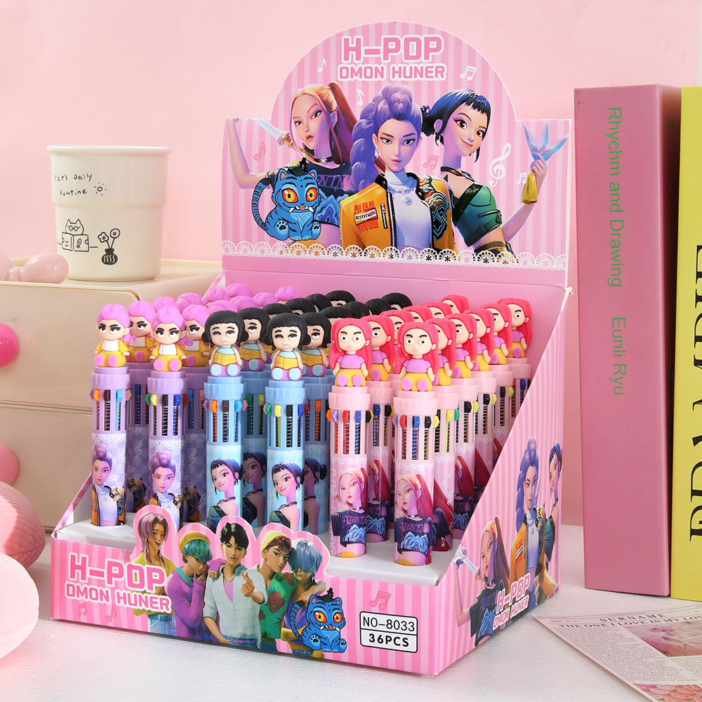 Nuevo grupo de caza de brujas bolígrafo de 10 colores estereoscópico plástico suave tipo de prensa bolígrafo creativo bolígrafo de mano explosivo