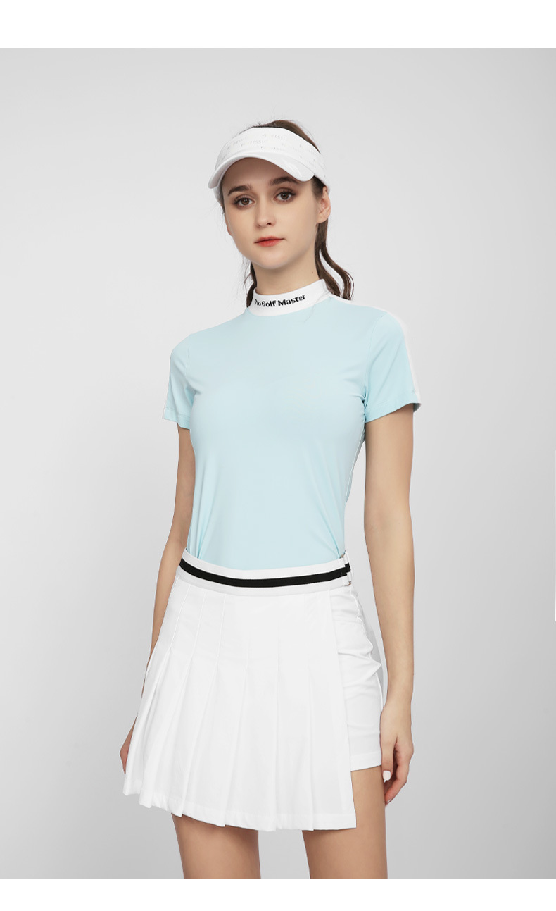Áo thun golf nữ ngắn tay vải chức năng phối màu tôn dáng — YF558-màu xanh, YF558-màu trắng, YF558-màu hồng chi tiết 10