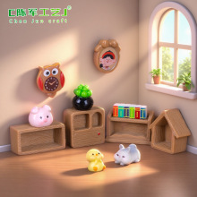 微景观创意卡通挂壁装饰壁画花瓶 DIY挂配件娃娃屋造景迷你小摆件