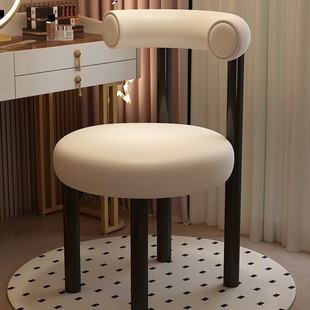 Cream Style Makeup Stool, Simple Bedroom Makeup Chair, Fat Chair, Lamb Hair Dressing Table Chair, Girls Light Luxury Stool