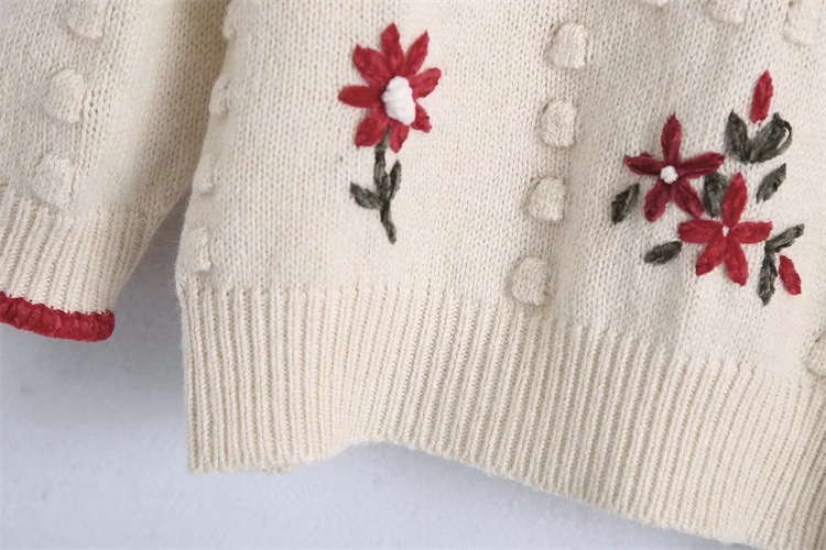 flower embroidery round neck sweater NSYJN118472