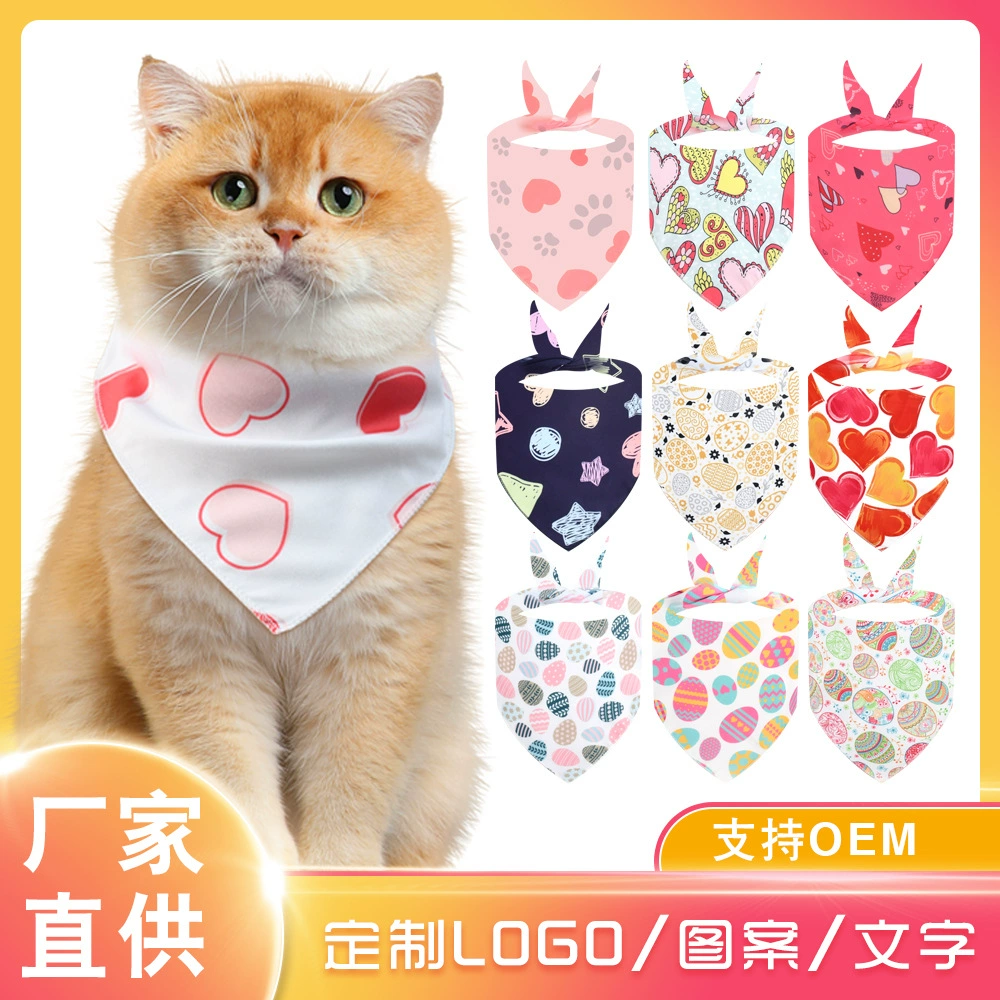 Трансграничный мультфильм любовный кот треугольный полотенце пасхальное яйцо аксессуар собака свежий шарф рот оптовая продажа