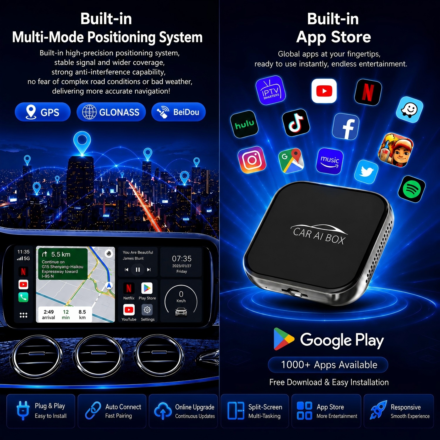 Cross-Border Three-In-One Wired to Wireless Carplay Box Apple Smart Android Auto Android Box