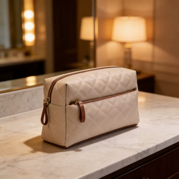 Cross-Border Popular Travel Quilted Makeup Bag, Large Capacity Leather Makeup Bag, Toiletry Bag, Portable Cosmetics Storage