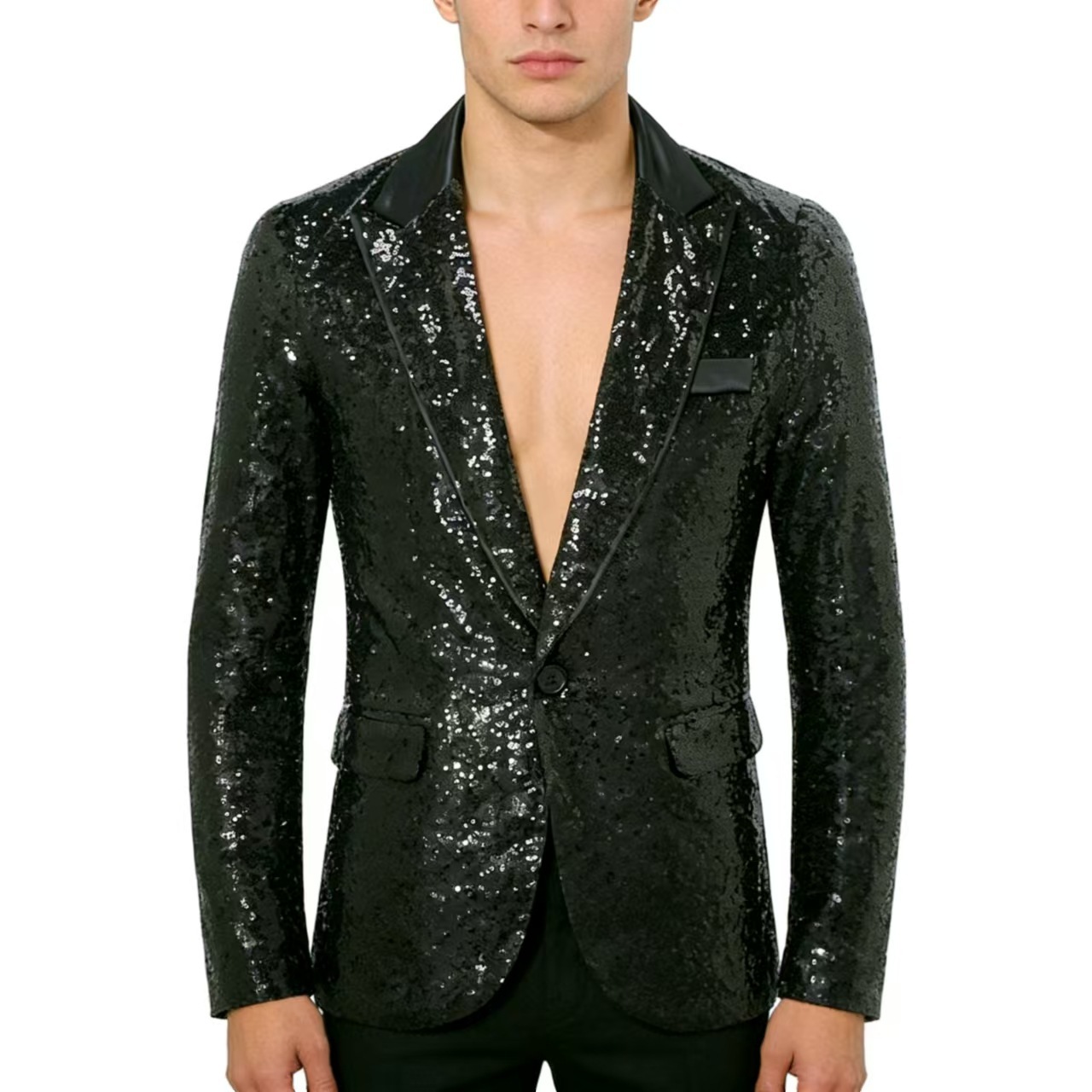 Autumn and Winter New Disco Shiny Jacket Amazon Wholesale Men's Sequin Suit Zt-X61