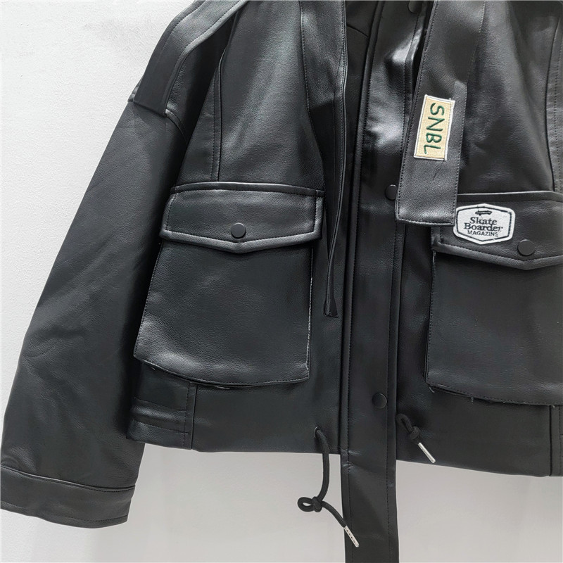 欧货立领黑色夹克PU皮衣外套女春秋2025酷飒机车服洋气宽松上衣潮|undefined