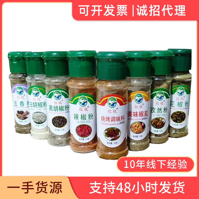 烧烤调味八件套瓶装户外野炊便携带孜然五香粉椒盐黑胡椒粉烧烤料