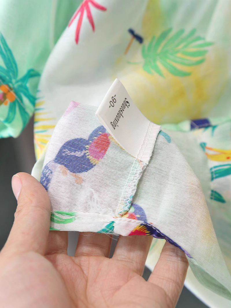 7115 Traje de verano para niños Camisa de estilo de playa de manga corta para niños 2025 Nuevo traje de dos piezas de viaje de verano para niños