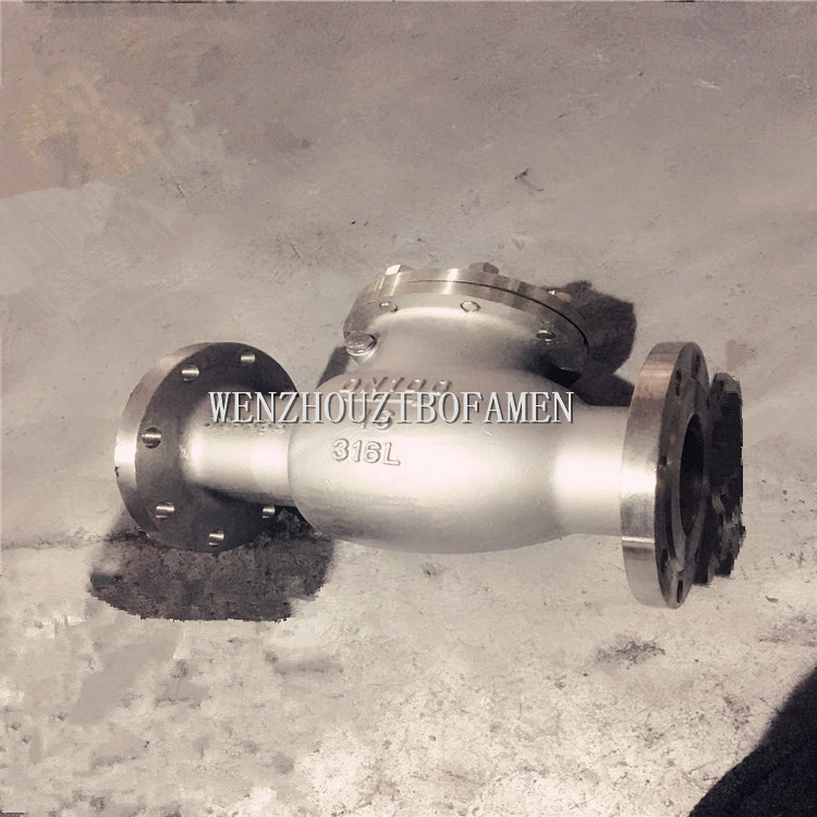 卧式旋启式止回阀H44W-10P H44W-10R H44W-10RL不锈钢法兰止回阀