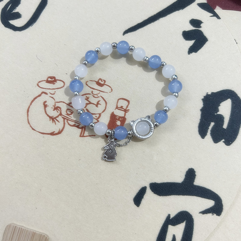 新しい中国風の古代スタイルのビーズ弾性ロープブレスレット甘い女の子ガラスビーズブレスレットナイトマーケットの屋台卸売ハンドアクセサリー|undefined