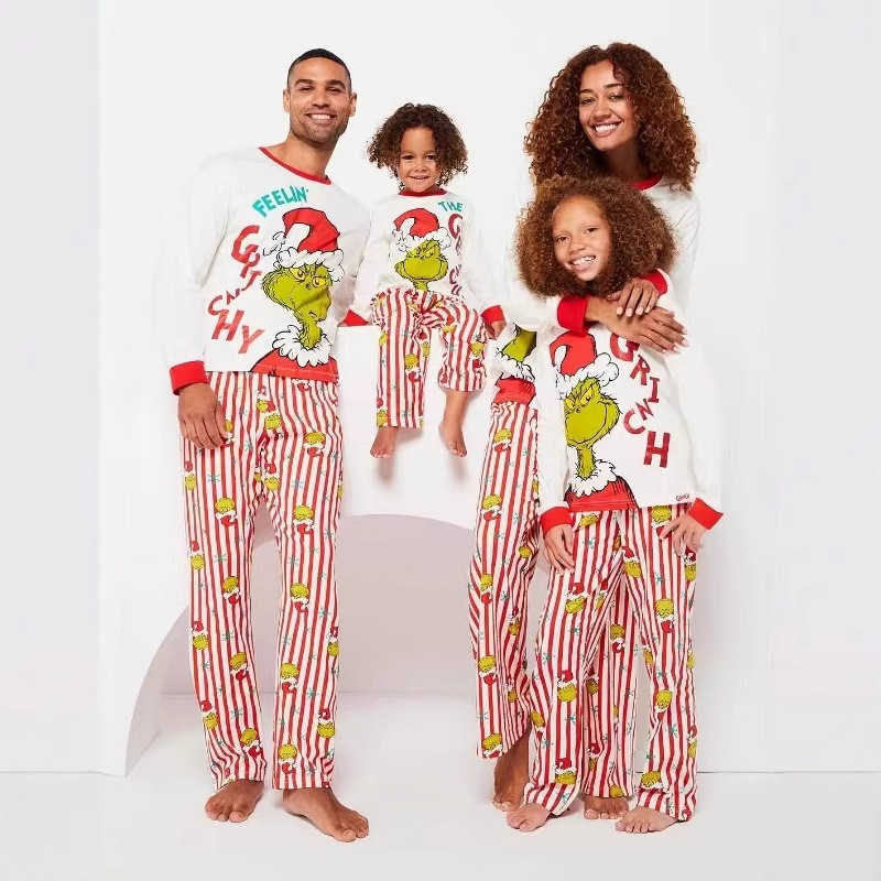2024 Amazon Autumn and Winter Christmas New Parent-Child Wear Home Suit Pajamas