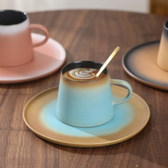 High-Beauty Girl Coffee Mug and Saucer Set Couple Matcha Cups with Spoons Water Cups Office Afternoon Tea Cup Gift Box