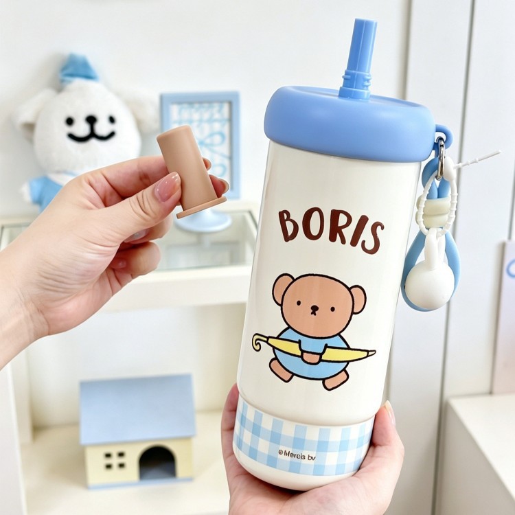 Miffy conejo de alto valor facial lindo taza térmica infantil femenina 2026 nuevo estudiante vasos de agua de paja de gran capacidad