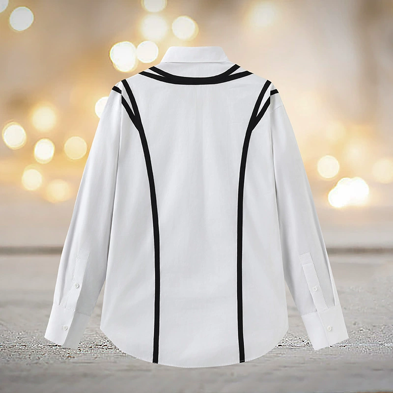 [DZ] JH Junhong 2024 новая женская полосатая рубашка с длинными рукавами