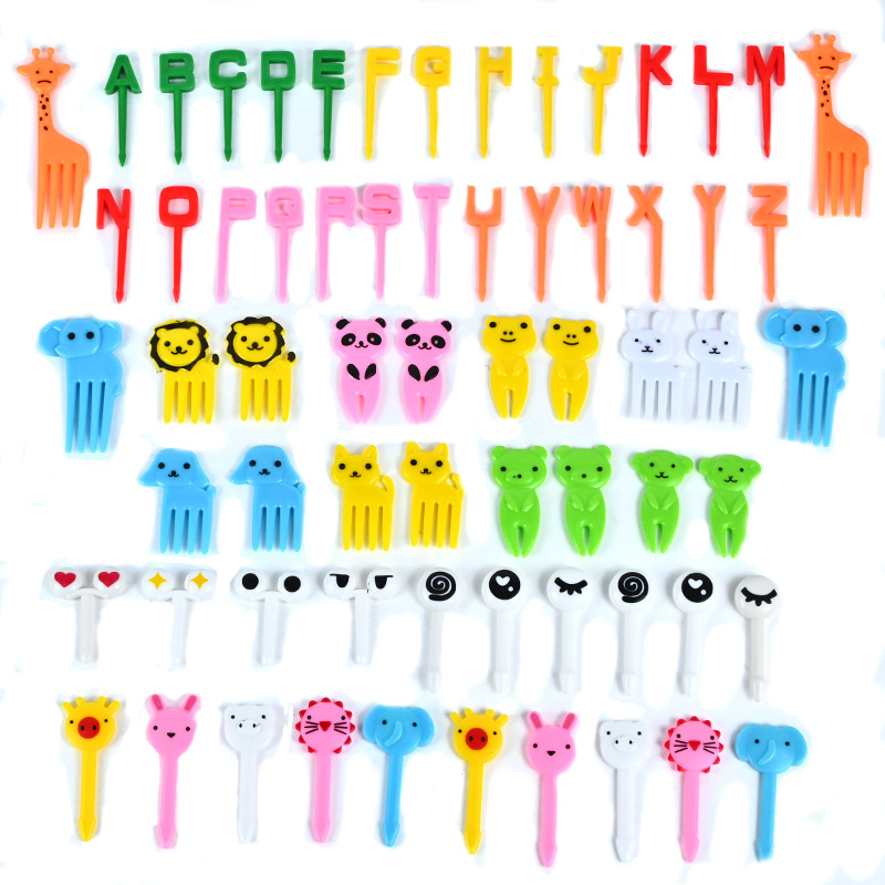 Uso doméstico Cartoon Tenedores para fruta para niños Creativo Animales para niños Set de palillos de plástico para fruta Palillos para fiambrera